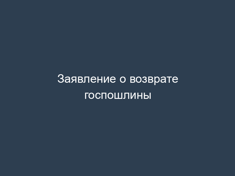 Заявление о возврате госпошлины