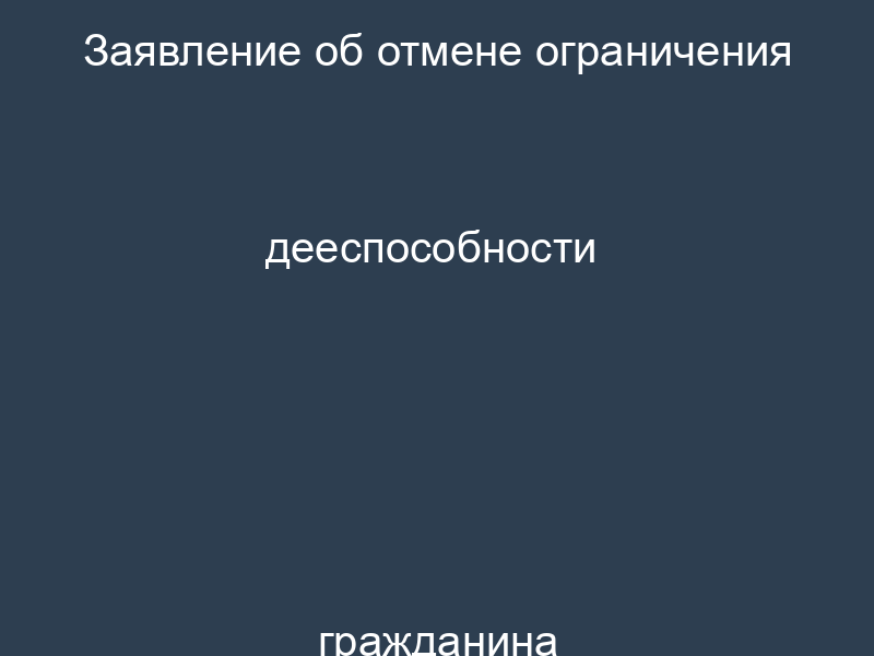 Заявление об отмене ограничения дееспособности гражданина