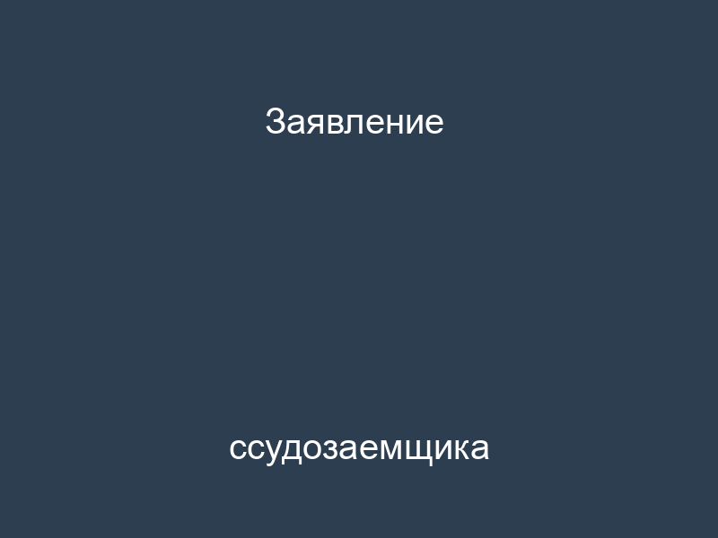 Заявление ссудозаемщика