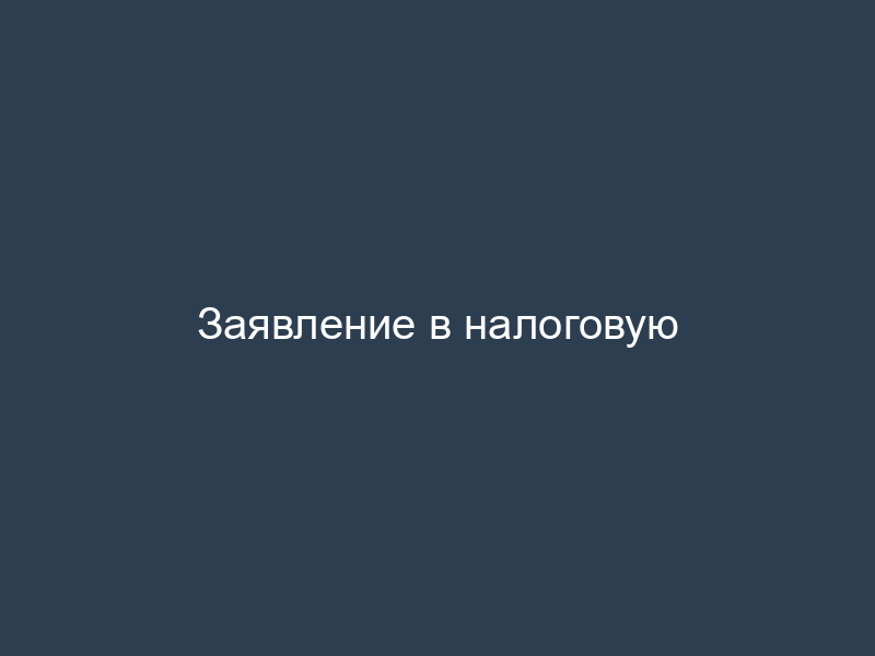 Заявление в налоговую
